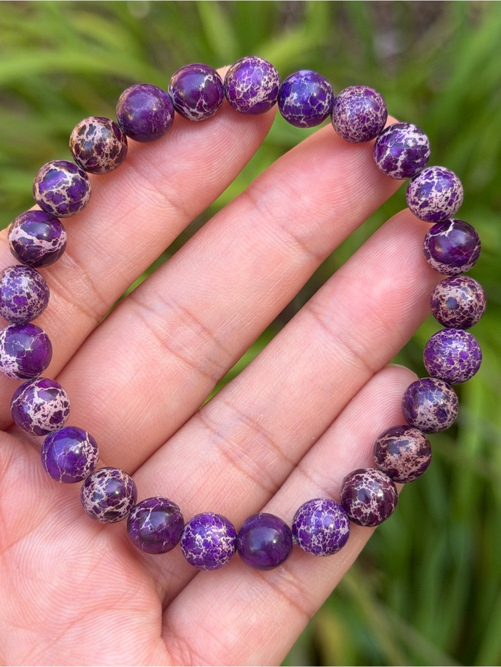 Purple Sea Sediment Jasper Beaded Stretch Bracelet Palo